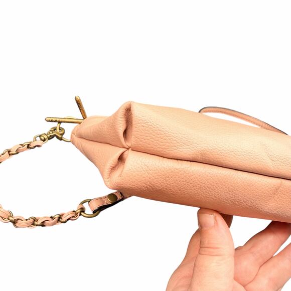 Elliott Lucca Blush Leather Crossbody Bag Chain Strap Zip Pocket - Picture 4 of 14